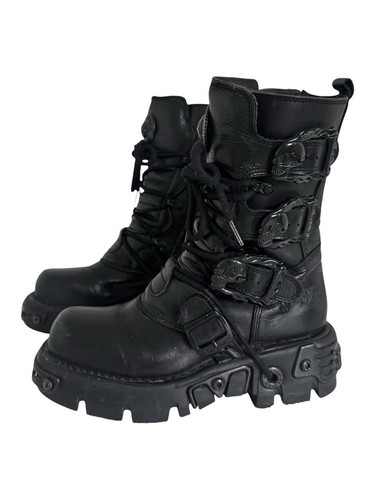 Black new rock leather - leather, boots