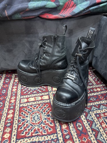 New rock black - black, leather