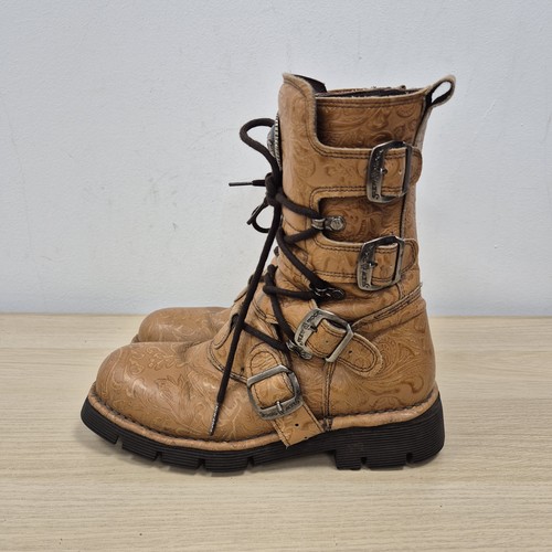 New rock boots brown leather - rock,