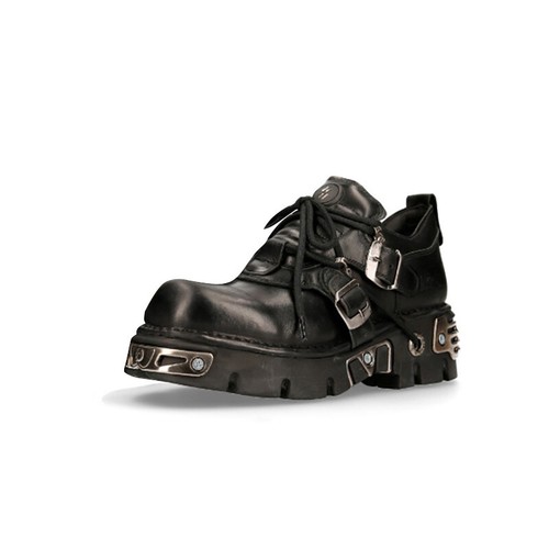 New rock boots black leather - rock,