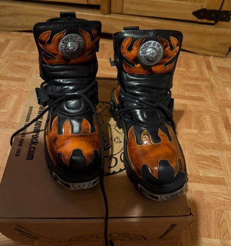 New rock men leather combat - rock,